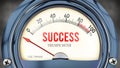 Success and Triumph Meter that hits less than zero, very low level of success ,3d illustration