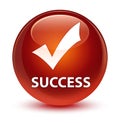 Success (validate icon) glassy brown round button