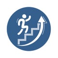 Success vector icon. Abstract stencil man running up career ladder