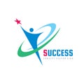 Success vector logo design. Development creative sign. Human abstract silhouette with star symbol.