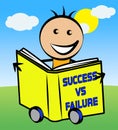 Success Versus Failure Book Depicting Improvement And Progress Against Crisis - 3d Illustration