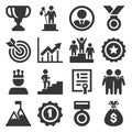 Success and Victory Icons Set on White Background. Vector Royalty Free Stock Photo