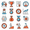 Success and Victory Icons Set on White Background. Vector