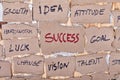 Success word cloud made on cardboard Royalty Free Stock Photo