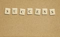 Success word on cork board