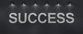 Success written on grunge black background