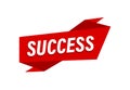 Success written, red flat banner Success