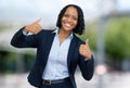 Successful african american businesswoman outdoor in city