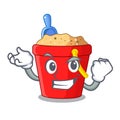 Successful beach bucket shape the fun character Royalty Free Stock Photo