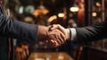 Successful business agreement: professional handshake in office