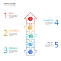Successful business concept arrow puzzle infographic template. Infographics with icons and elements. Can be used for workflow