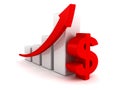 Successful business dollar bar graph rising arrow Royalty Free Stock Photo