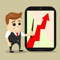 Successful business growth chart. Cartoon Vector Illustration. man with red arrow growing .