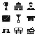 Successful business icons set, simple style Royalty Free Stock Photo