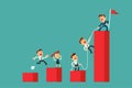 Successful business leader help his team climb bar chart Royalty Free Stock Photo