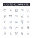 Successful business line icons collection. Profitable venture, Flourishing enterprise, Thriving operation, Lucrative