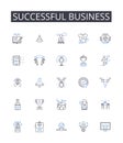 Successful business line icons collection. Profitable venture, Flourishing enterprise, Thriving operation, Lucrative