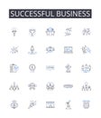 Successful business line icons collection. Profitable venture, Flourishing enterprise, Thriving operation, Lucrative