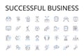 Successful business line icons collection. Profitable venture, Flourishing enterprise, Thriving operation, Lucrative