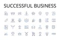 Successful business line icons collection. Profitable venture, Flourishing enterprise, Thriving operation, Lucrative