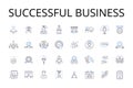 Successful business line icons collection. Profitable venture, Flourishing enterprise, Thriving operation, Lucrative