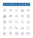 Successful business line icons signs set. Design collection of Profitable, Rewarding, Fulfilling, Lucrative