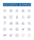 Successful business line icons signs set. Design collection of Profitable, Rewarding, Fulfilling, Lucrative