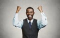 Successful business man celebrates victory Royalty Free Stock Photo