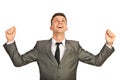 Successful business man cheering Royalty Free Stock Photo