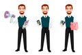 Successful business man, set of three poses Royalty Free Stock Photo