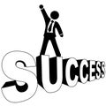 Successful business man on SUCCESS black and white Royalty Free Stock Photo