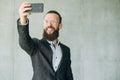 Business man selfie phone workshop career training