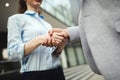 Successful business people handshaking closing a deal Royalty Free Stock Photo