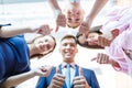 Successful business people with thumbs up and smiling Royalty Free Stock Photo