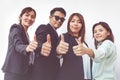 Successful business people with thumbs up and smiling, business team Royalty Free Stock Photo