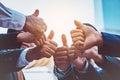 Successful business people with thumbs up and smiling, business Royalty Free Stock Photo