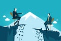 Successful business people working on top of mountain pick and watching for new business opportunity. Royalty Free Stock Photo