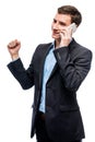 Successful business on the phone, businessman in a suit talking Royalty Free Stock Photo