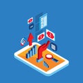 Successful business process concept Idea research hardwork success 3d isometric flat design