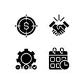 Successful business startup black glyph icons set on white space Royalty Free Stock Photo