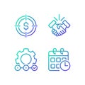 Successful business startup gradient linear vector icons set Royalty Free Stock Photo
