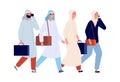 Successful business team. Arab female working, man woman office managers. Friends walking together, friendship or Royalty Free Stock Photo