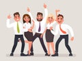 Successful business team. A group of happy office workers celebrating the victory Royalty Free Stock Photo