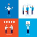 Successful business Teamwork Strategy Partnership Success Flat design banner set