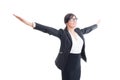Successful business woman with arms wide open Royalty Free Stock Photo