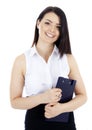 Successful business woman with a folder and pen. Royalty Free Stock Photo