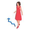 Successful business woman grow up icon, isometric style