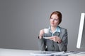 Successful business woman having coffee break Royalty Free Stock Photo