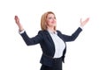 Successful business woman holding arms open wide Royalty Free Stock Photo