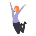 Successful business woman jump icon, cartoon style Royalty Free Stock Photo